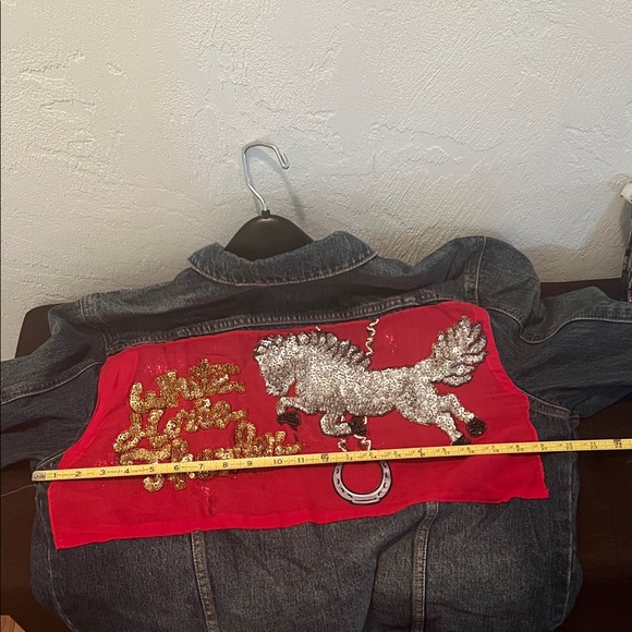 # 0492- Men Arizona Blue Jean Company Jacket. Julie Lee handcrafted Art . WHT - Picture 6 of 11